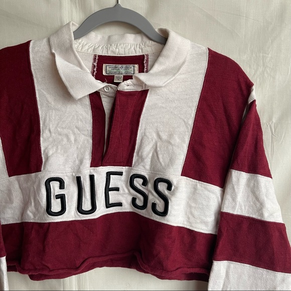 Guess Long Sleeve Rugby Crop Top - Picture 4 of 9